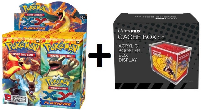MINT Pokemon XY2 Flashfire Box PLUS Acrylic Ultra Pro Cache Box 2.0 Protector